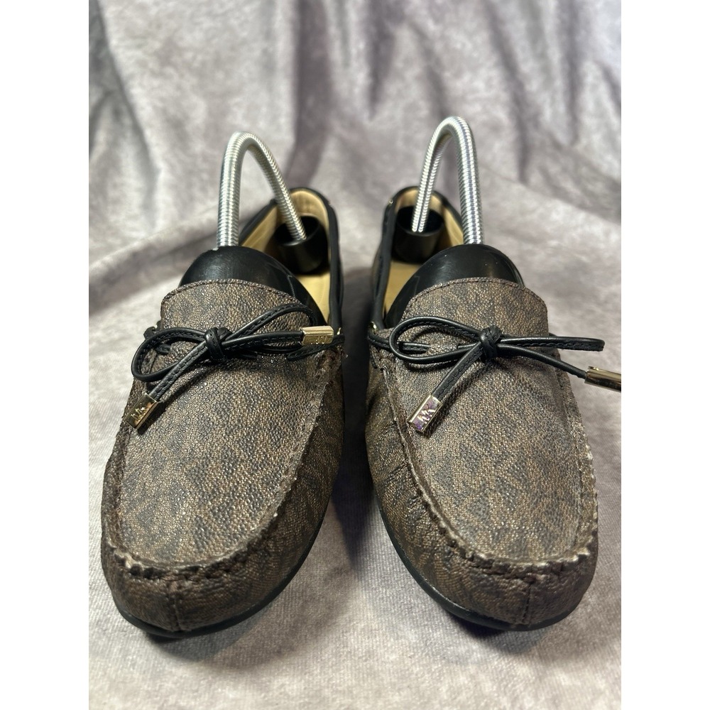 Michael Kors Loafers Women's 8.5 Brown MK Logo Slip On Moccasin Driving Shoes